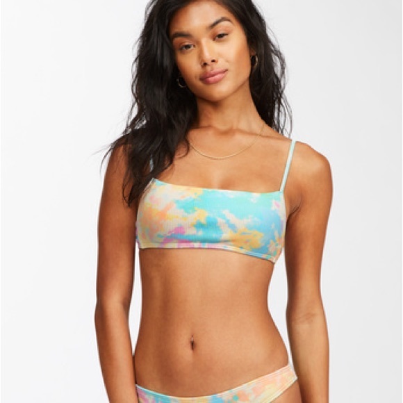 Billabong 💜 Tie Dye Square Bralette Bikini Top 👙☀️🏝️ - Picture 3 of 12